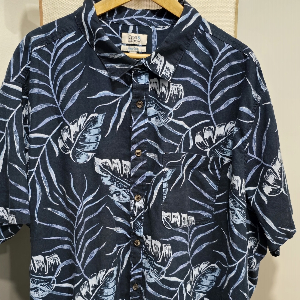 Croft & Barrow Dark Blue Tropical Print Shirt